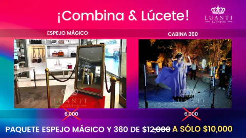 Paquete Espejo Mágico + Cabina 360 - $10,000 MXN