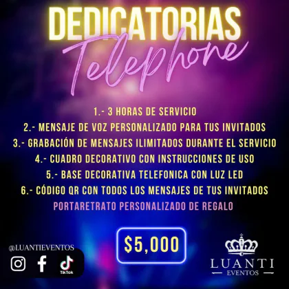 Teléfono de Dedicatorias - $5,000 MXN
